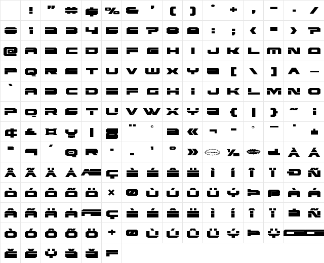 Eridanus Regular Character Map Eridanus Regular Character Map