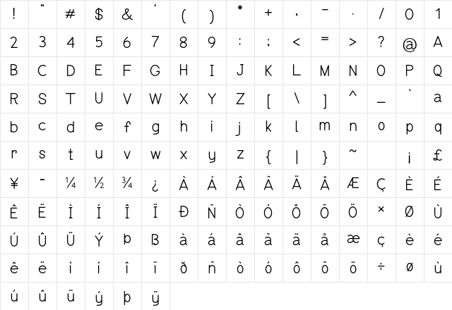 Erodom Bold Character Map