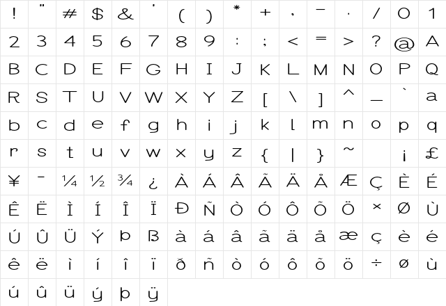 Erodom Extra-expanded Regular Character Map