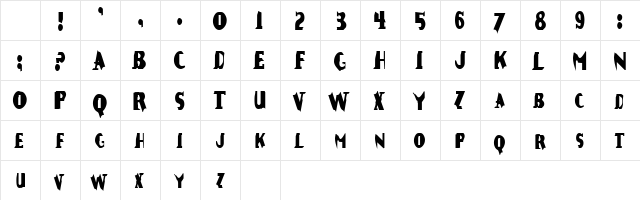 ErosionCondensed Regular Character Map