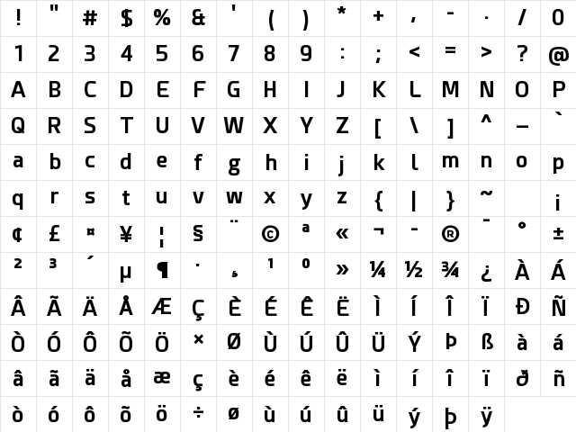 Esphimere Bold Character Map