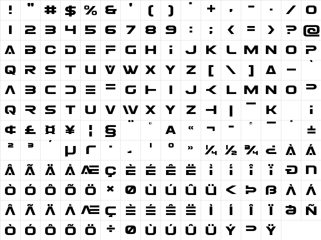 Eurofighter Expanded Expanded Character Map