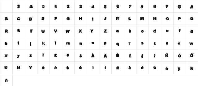 EuroParty Regular Character Map EuroParty Regular Character Map