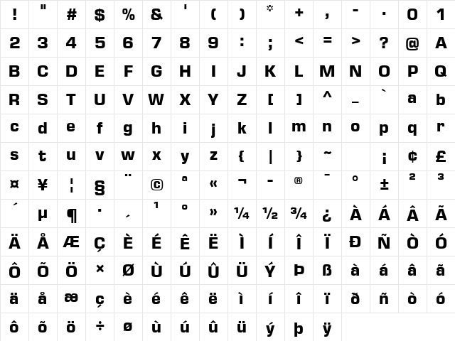 EurostileNextW05-Bold Regular Character Map