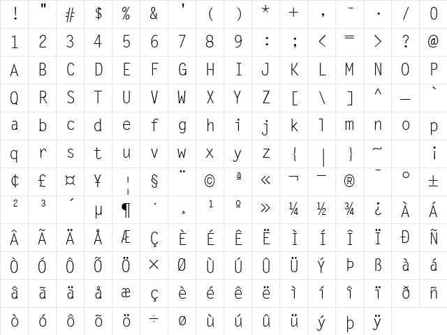 EvenLetter Regular Character Map