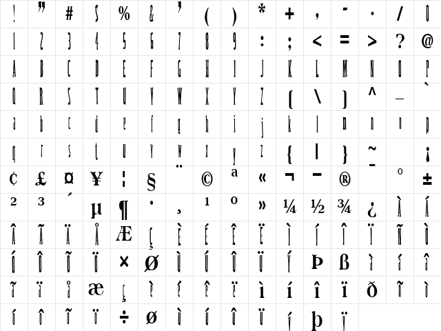 Everett Regular Character Map