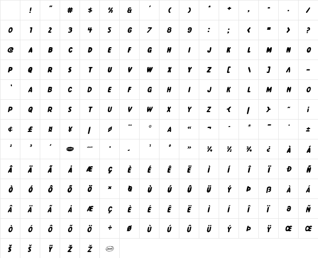 Excelsior Comics Expanded Italic Expanded Italic Character Map Excelsior Comics Expanded Italic Expanded Italic Character Map