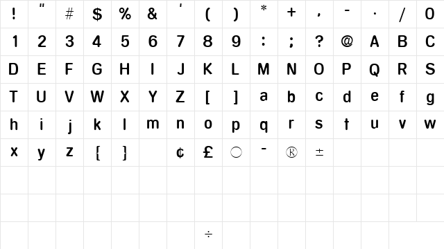 MentaSSK Regular Character Map
