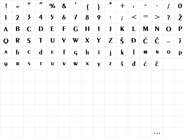 Exotic Bold Character Map