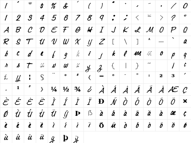 ExPertType50 Bold Character Map