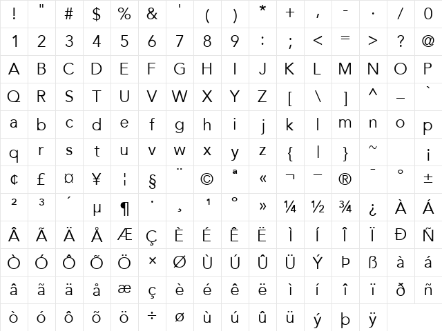 ExpoBookSSK Regular Character Map