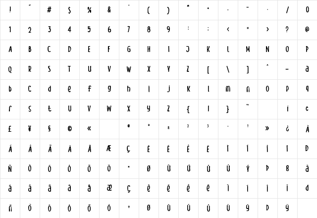 Meow Zilla Regular Character Map