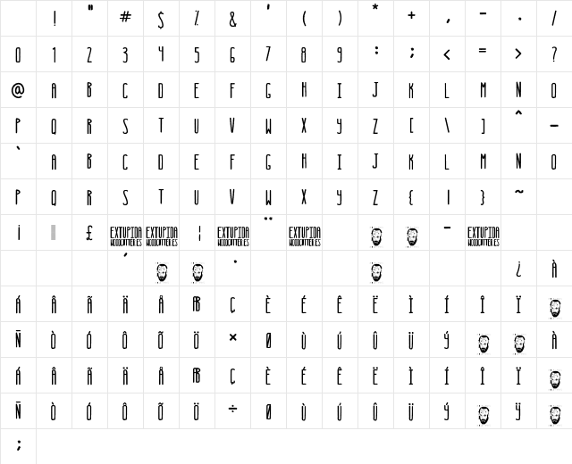 Extupida Regular Character Map Extupida Regular Character Map