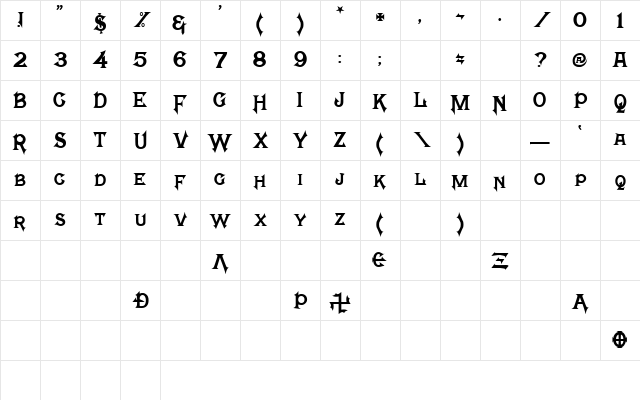 Mephisto Regular Character Map