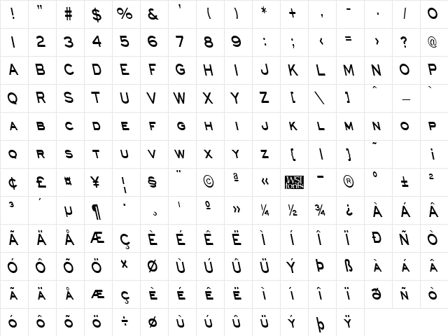 EyechartCondBS Bold Character Map