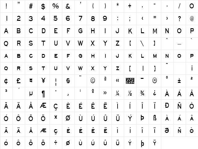 EyechartCondensed Bold Character Map