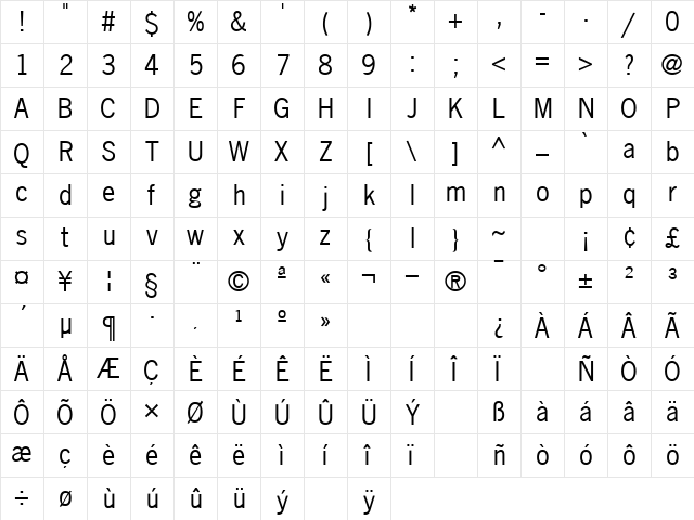 Ezra Normal Character Map