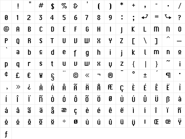 F2F Czykago LT Std Light Character Map