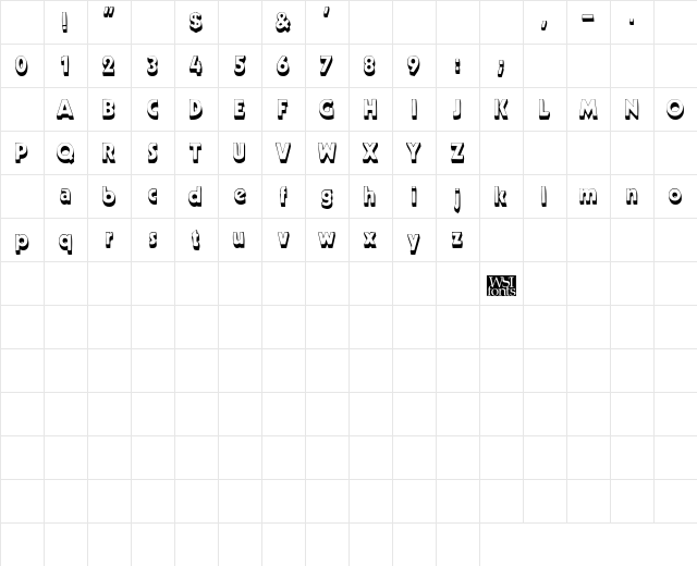 MeppDisplayShadow Regular Character Map
