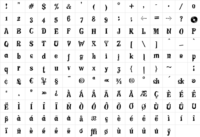 F2F MadZine LT Std Whip Character Map