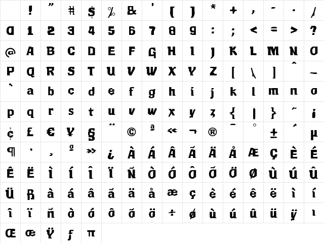 F2F Mekanik Amente LT Std Regular Character Map