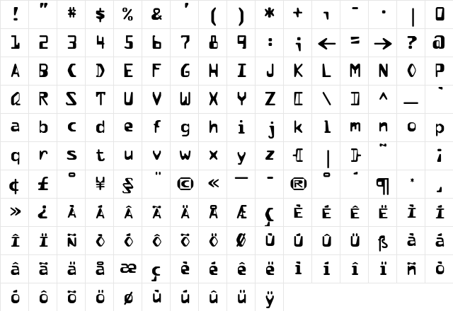 F2FOCRAlexczyk LT Std Regular Regular Character Map