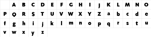 Faber Sans Pro reduced 95 Fett Character Map