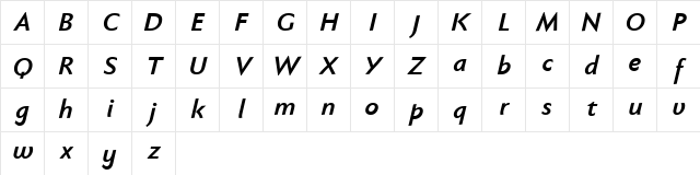 Faber Sans Pro reduced 76 Halbfett Kursiv Character Map