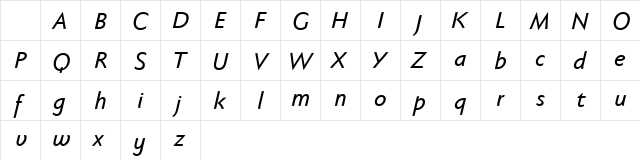 Faber Sans Pro reduced 66 Kraeftig Kursiv Character Map