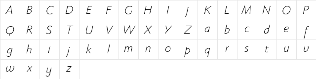 Faber Sans Pro reduced 46 Leicht Kursiv Character Map