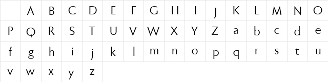 Faber Sans Pro reduced 55 Normal Character Map