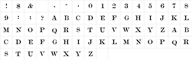 Mercantile Regular HPLHS Character Map