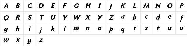 Faber Sans Pro reduced 86 Schwer Kursiv Character Map