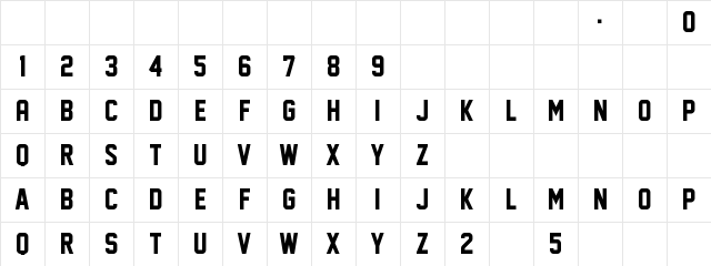 Face Off M54 Regular Character Map