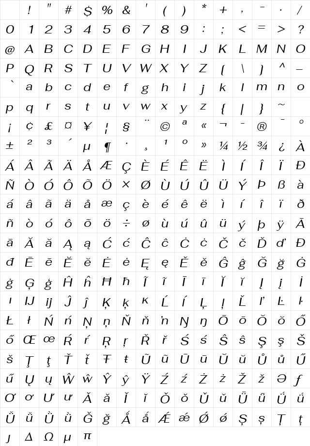 Fahkwang Italic Character Map Fahkwang Italic Character Map