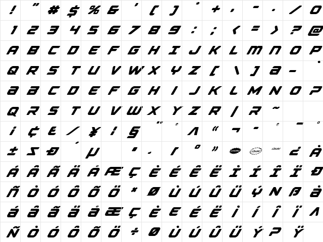 Falcon Punch Italic Italic Character Map Falcon Punch Italic Italic Character Map