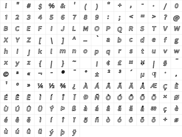 Falling Sky ExtOuObl Character Map