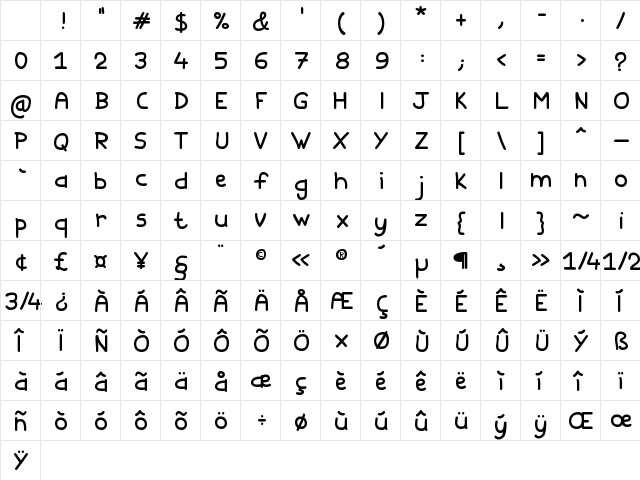 Family & Friends Regular Character Map Family & Friends Regular Character Map