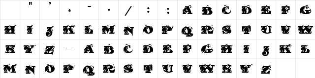 Fantastic MF Initials Character Map Fantastic MF Initials Character Map