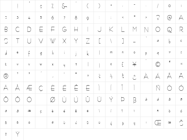 FashionNarrow Normal Character Map FashionNarrow Normal Character Map