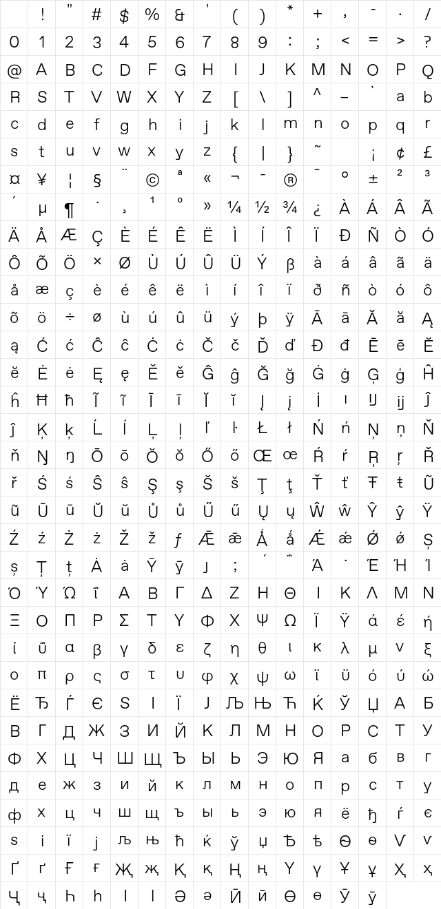 Favorit Pro Light Regular Character Map Favorit Pro Light Regular Character Map