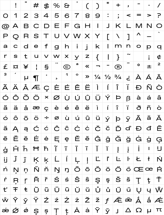 Favorit Std Exp Bold Character Map Favorit Std Exp Bold Character Map