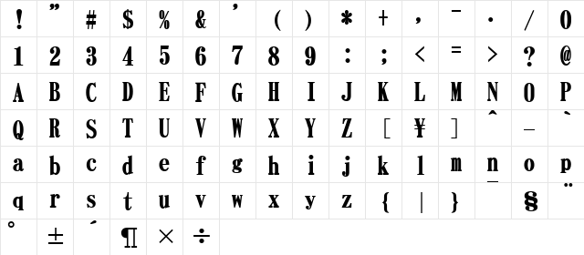 FCH Regular Character Map FCH Regular Character Map