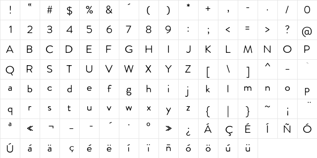 Febrero Regular Character Map