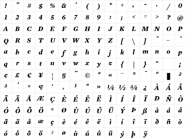 Mercury Text G3 Bold Italic Character Map Mercury Text G3 Bold Italic Character Map