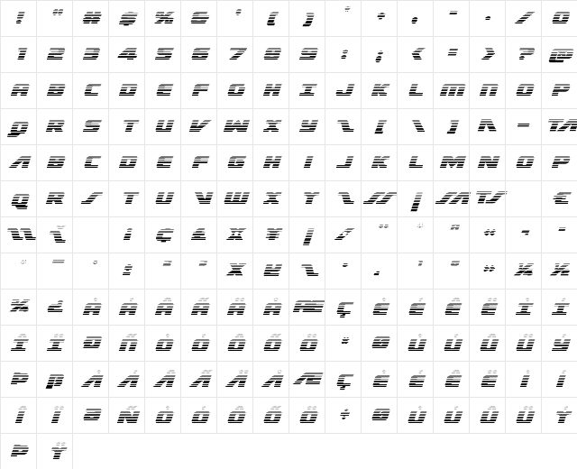 Federal Escort Scanlines Italic Italic Character Map