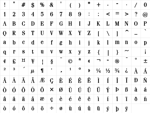 Feline Bold Character Map