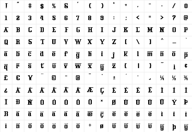 Ferro Rosso Regular Character Map