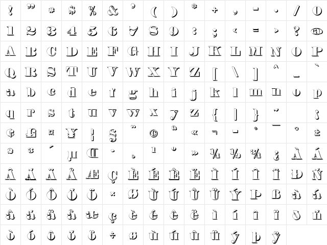 Fette Bauersche Antiqua Shaddow  UNZ Pro Regular Character Map
