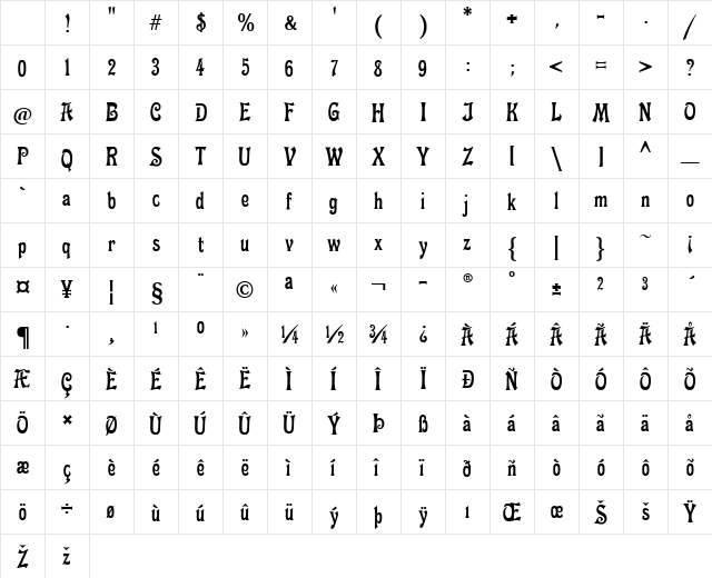 Fette Mikado Regular Character Map